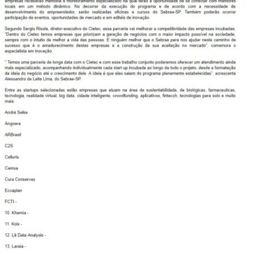 Cietec recebe programa de capacitação do Sebrae – Sebrae SP