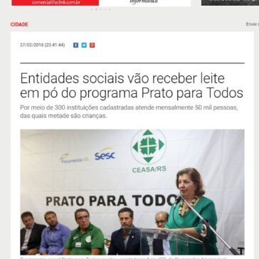 Entidades sociais vão receber leite em pó do programa Prato para Todos – AU ONLINE
