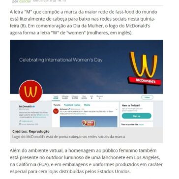 Logo do McDonald’s está de ponta cabeça pelo Dia da Mulher | As coisas mais criativas do mundo – Catraca Livre