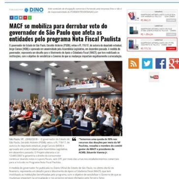 MACF se mobiliza para derrubar veto do governador de São Paulo que afeta as entidades pelo programa Nota Fiscal Paulista – Por Dentro de Minas