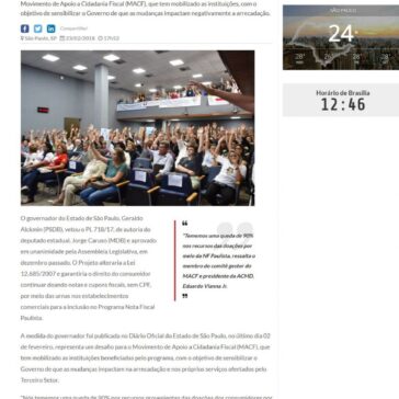 MACF se mobiliza para derrubar veto do governador de São Paulo que afeta as entidades pelo programa Nota Fiscal Paulista – Negócios em Foco