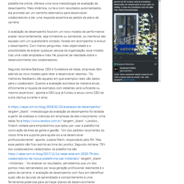 EMPRESAS ADEREM A UMA NOVA METODOLOGIA DE AVALIAÇÃO DE DESEMPENHO COMO ALTERNATIVA AOS PLANOS DE CARREIRA – Broadcast