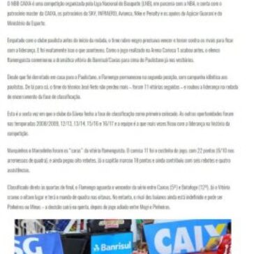 NBB CAIXA – Na última rodada, Flamengo garante liderança – Área Restritiva