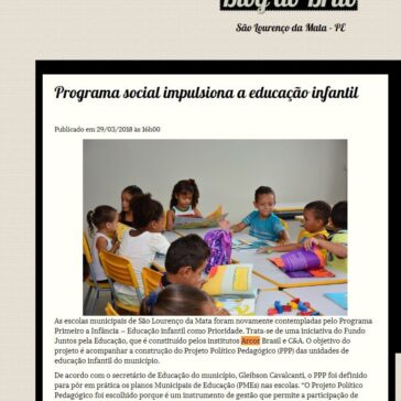 Programa social impulsiona a educação infantil Blog – Blog do Brito