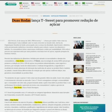 Duas Rodas lança T-Sweet para promover redução de açúcar – InfoMoney
