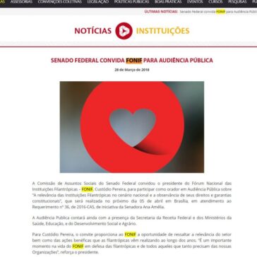 SENADO FEDERAL CONVIDA FONIF PARA AUDIÊNCIA PÚBLICA – SEMESP