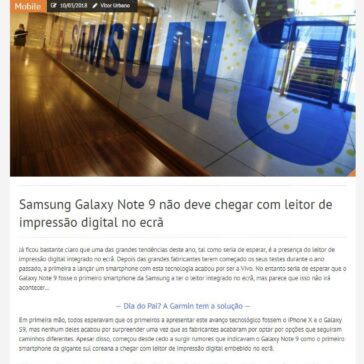Samsung Galaxy Note 9 n?o deve chegar com leitor de impress?o digital no ecrã – Tech Net