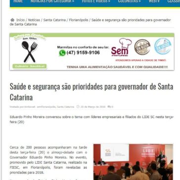 Saúde e segurança são prioridades para governador de Santa Catarina – Timbó Net