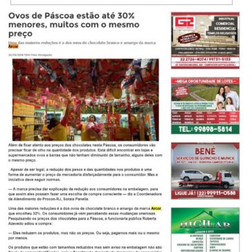 Ovos de Páscoa estão até 30% menores, muitos com o mesmo preço – Campos 24 Horas