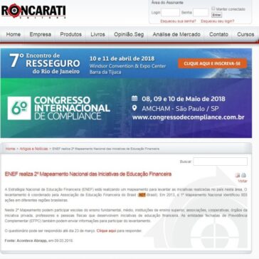 ENEF realiza 2° Mapeamento Nacional das Iniciativas de Educação Financeira – Editora Roncarati