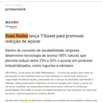 Duas Rodas lança T-Sweet para promover redução de açúcar – Investvida