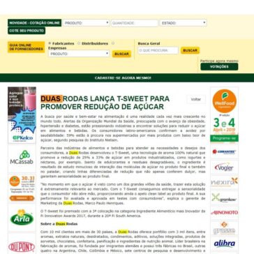 Duas Rodas lança T-Sweet para promover redução de açúcar – Aditivos & Ingredientes
