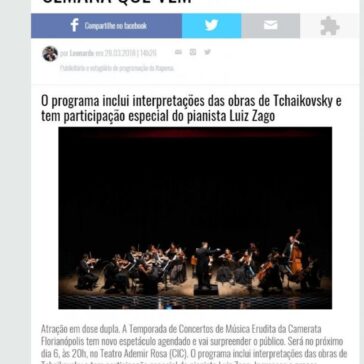 Agenda: Camerata apresenta Tchaikovsky e Luiz Zago na semana que vem – Itapema FM