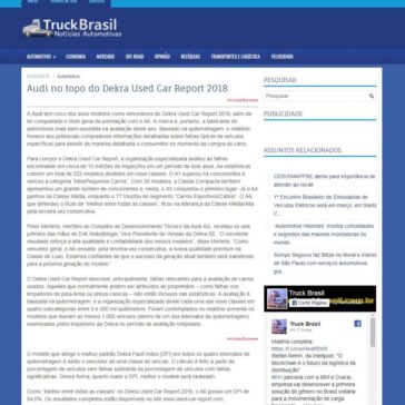 Audi no topo do Dekra Used Car Report 2018 – Truck Brasil