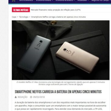 Smartphone Neffos carrega a bateria em apenas cinco minutos – Bahia de Valor