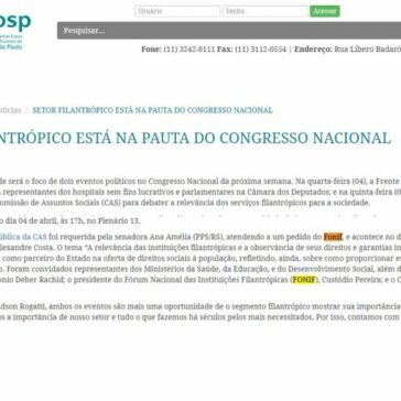 SETOR FILANTRÓPICO ESTÁ NA PAUTA DO CONGRESSO NACIONAL – Fehosp