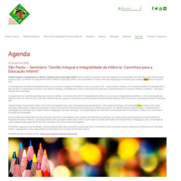 São Paulo – Seminário “Gestão Integral e Integralidade da Infância: Caminhos para a Educação Infantil” – Rede Nacional Primeira Infância