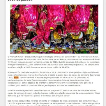 Pesquisa do PROCON Natal aponta aumento no preço dos ovos de páscoa – Na Ficha da Polícia RN