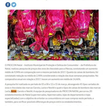 Pesquisa do PROCON Natal aponta aumento no preço dos ovos de páscoa – Blog do BG