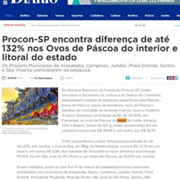 Procon-SP encontra diferença de até 132% nos Ovos de Páscoa do interior e litoral do estado – Diário do Litoral (On-line)