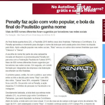 Penalty faz ação com voto popular, e bola da final do Paulistão ganha nome – Máquina do Esporte