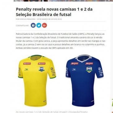 Penalty revela novas camisas 1 e 2 da Seleção Brasileira de futsal | Segunda Pele | LANCE! LanceNet