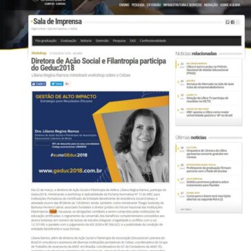 Diretora de Ação Social e Filantropia participa do Geduc2018 – Ulbra