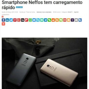 Smartphone Neffos tem carregamento rápido – SEGS