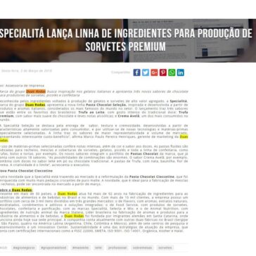 Specialitá lança linha de ingredientes para produção de sorvetes premium – Grupo Mais Food
