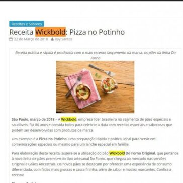 Receita Wickbold: Pizza no Potinho – Jornal Dia Dia