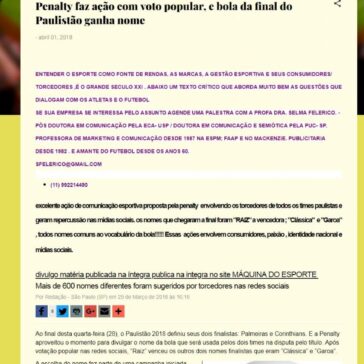 Penalty faz ação com voto popular, e bola da final do Paulistão ganha nome – Profa Selma Marketing Esportivo