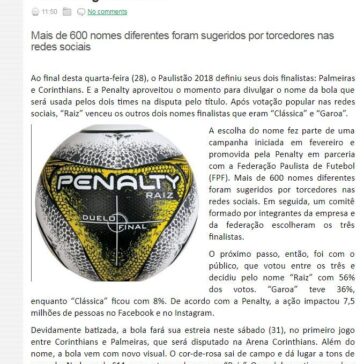 Penalty faz ação com voto popular, e bola da final do Paulistão ganha nome – FutGestão