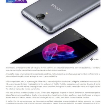 TP-Link lança Neffos Y5s – Wintech
