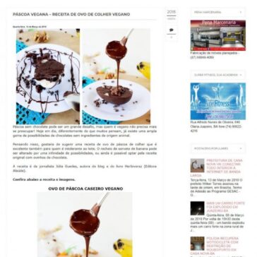 PÁSCOA VEGANA – RECEITA DE OVO DE COLHER VEGANO – Blog do Zé Carlos Borges