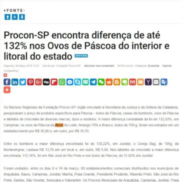Procon-SP encontra diferença de até 132% nos Ovos de Páscoa do interior e litoral do estado – SEGS