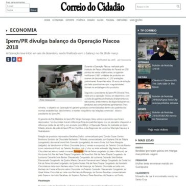 Ipem/PR divulga balanço da Operação Páscoa 2018 – Correio do Cidadão