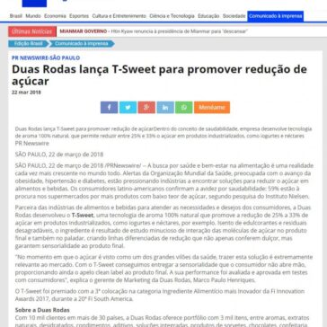 Duas Rodas lança T-Sweet para promover redução de açúcar – Agencia EFE