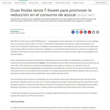 Duas Rodas lança T-Sweet para promover redução de açúcar – PR Newswire
