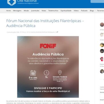 Fórum Nacional das Instituições Filantrópicas – Audiência Pública – CRB Nacional