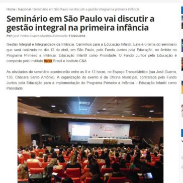 Seminário em São Paulo vai discutir a gestão integral na primeira infância – Campo Grande Notícias