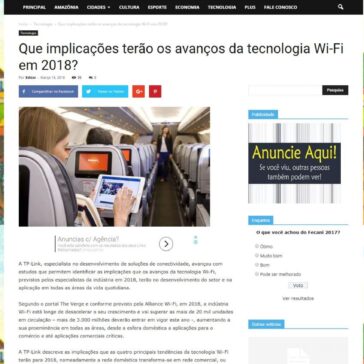 Que implicações terão os avanços da tecnologia Wi-Fi em 2018? – Canal Itacoatiara