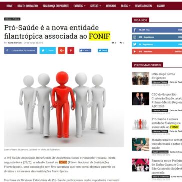 Pró-Saúde é a nova entidade filantrópica associada ao FONIF – Revista Healthcare Management