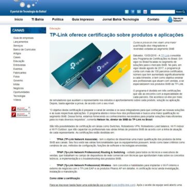 TP-Link oferece certificação sobre produtos e aplicações – TI Bahia