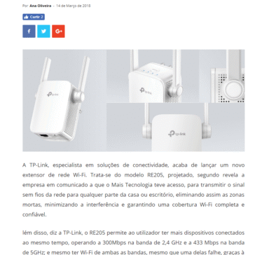 TP-Link lança novo extensor de rede – MaisTecnologia – Tudo sobre tecnologia – Mais Tecnologia