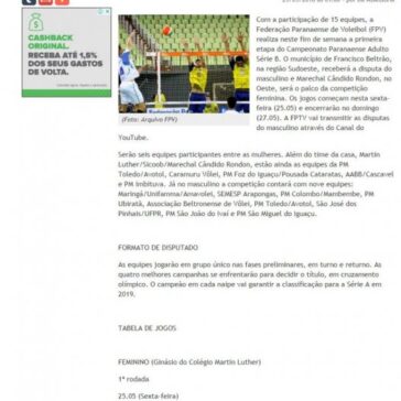 PARANAENSE ADULTO SÉRIE B: Francisco Beltrão e Marechal Cândido Rondon recebem primeira etapa – Jornal do Oeste