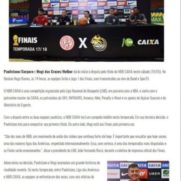 NBB CAIXA – Mogi e Paulistano iniciam disputam pelo título neste sábado – Área Restritiva