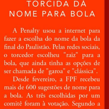 Torcida dá nome pra bola – Máquina do Esporte
