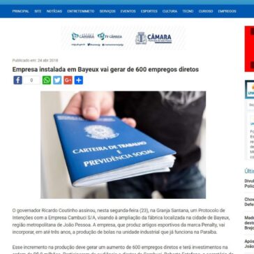 Empresa instalada em Bayeux vai gerar de 600 empregos diretos – Portal do Litoral PB