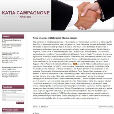 Frente em apoio a entidades sociais é lançada na Alesp – Katia Campagnone