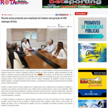 Ricardo assina protocolo para ampliação da Cambuci com geração de 600 empregos diretos – Rota de Notícia